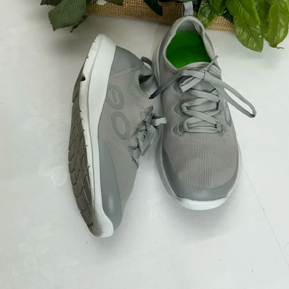 OOFOS Gray Athletic Sneakers with Green Insole - Picture 1 of 5